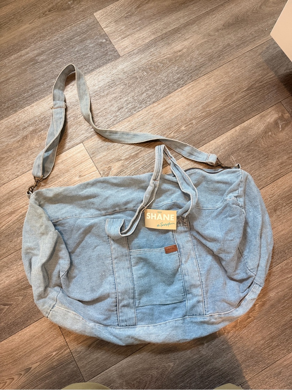 VINTAGE NWT Shane by SeaCrew Light Denim Tote Bag - stone wash